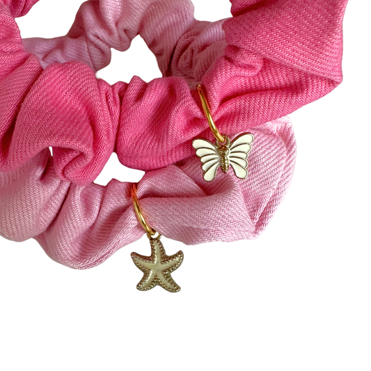 Aire Ties - Pink Denim Charm Duo