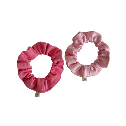 Aire Ties - Pink Denim Scrunchies Duo