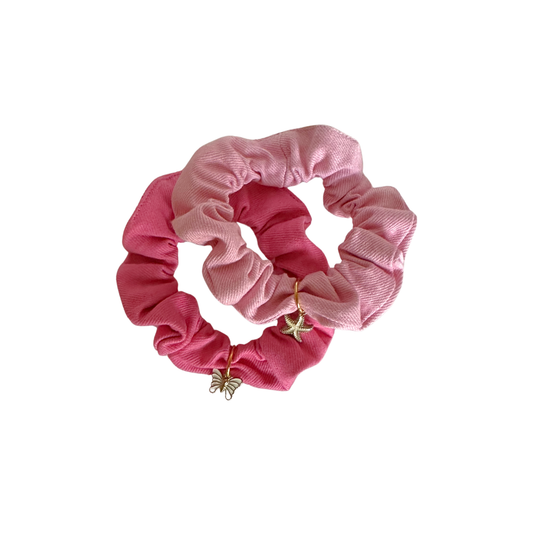 Aire Ties - Pink Denim Charm Duo