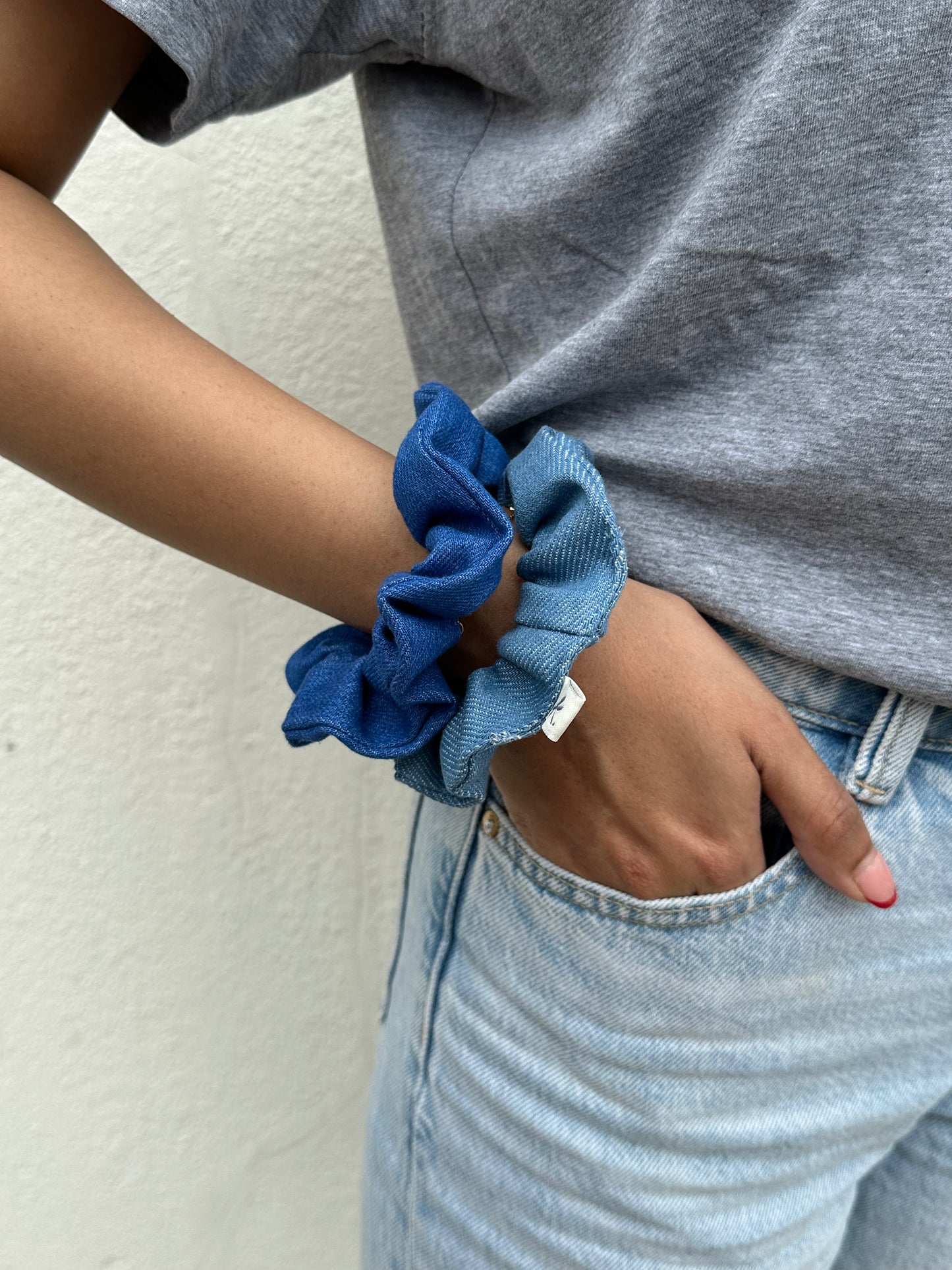 Aire Ties - Classic Denim Scrunchies Duo